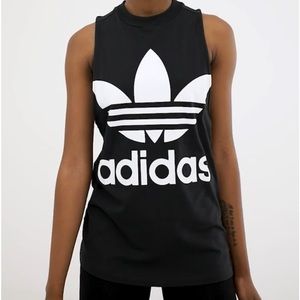 Adidas Originals adicolor big trefoil tank top in black Size S